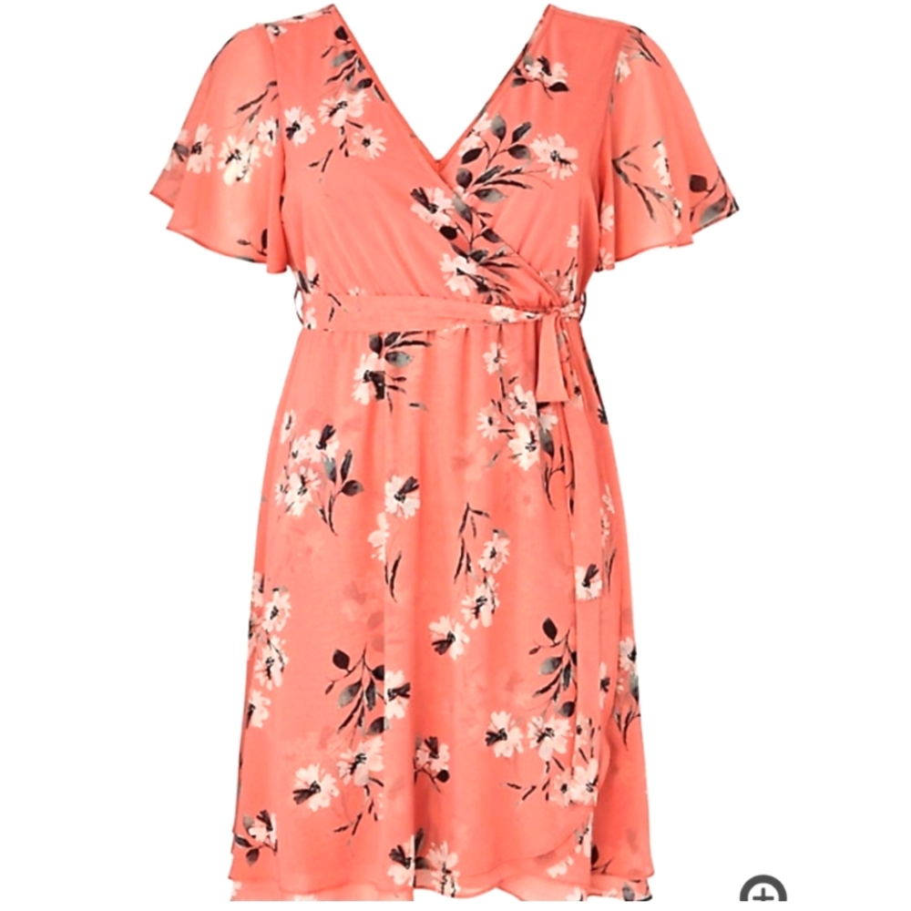 Torrid Coral Floral Dress